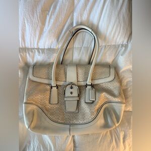 Coach Beige and Cream Shoulder Bag